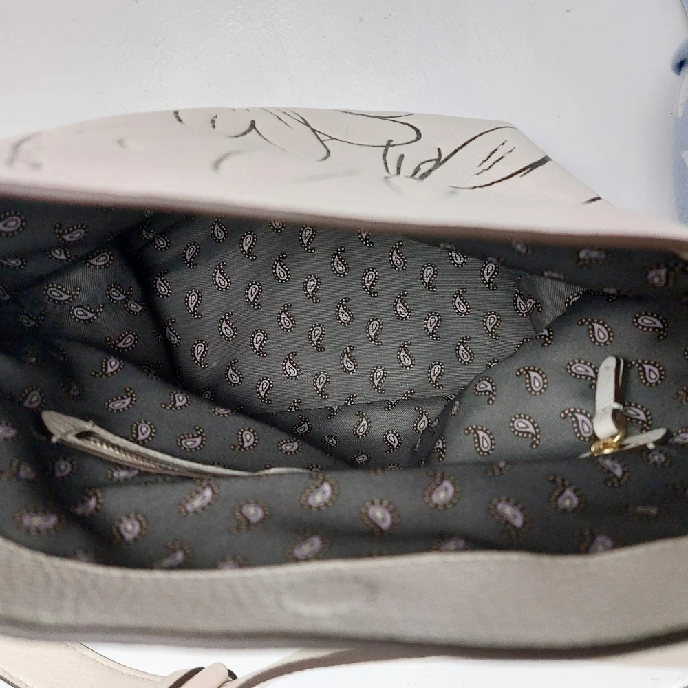 Vera Bradley Leather Astoria Shoulder Bag Cottage Cream Floral NWT